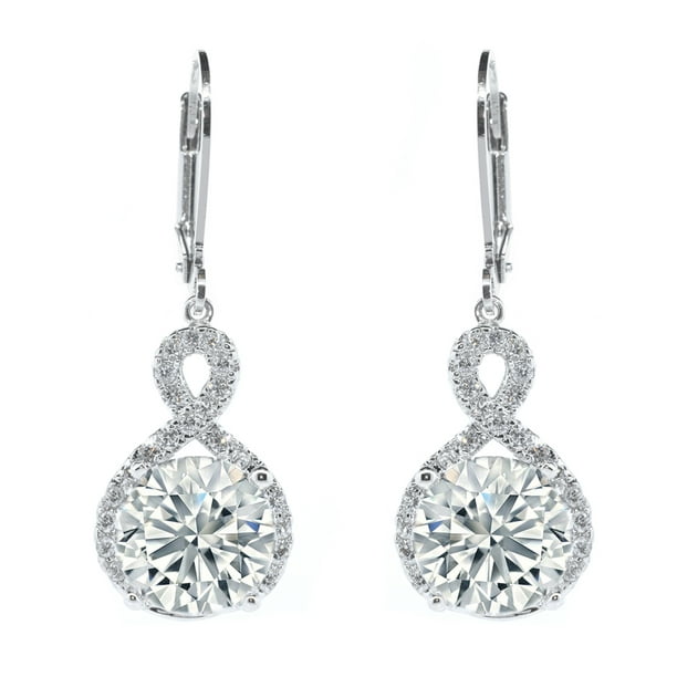 Details about   2Ct Round Cut Diamond Solitaire Drop & Dangle Earrings 14K Yellow Gold Finish 